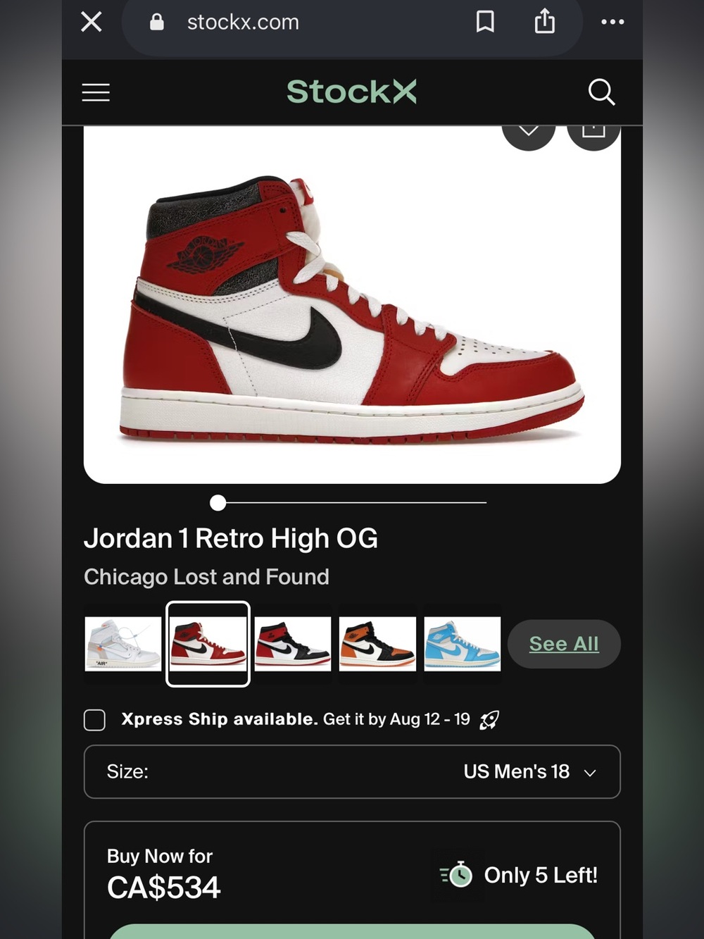 Jordan 1 Retro High OG Chicago Lost and Found
